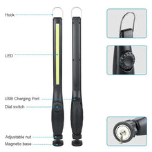 Load image into Gallery viewer, New USB Rechargeable COB LED Flashlight Magnetic Work Light Torch Hook Portable Lantern Inspection Light Camping Car Repair Lamp - Ammpoure Wellbeing
